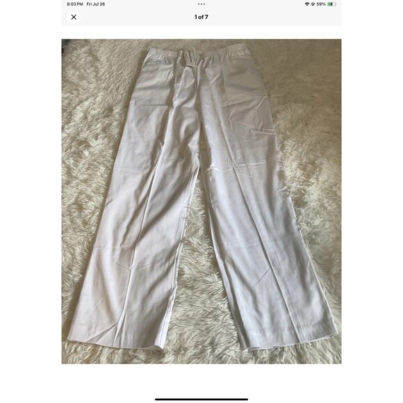 Alfred Dunner Women White Classic Straight Pull On Elastic Waist Pants Sz 8 NEW - Picture 1 of 7